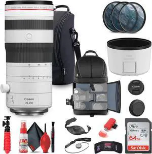 Canon RF 70-200mm f/2.8 L IS USM Z Lens (6594C002) (White) + Filter Kit + BackPack + More