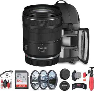 Canon RF 28-70mm f/2.8 IS STM Lens (Canon RF) + Sling Backpack + 64GB Memory Card + More