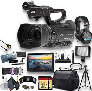JVC UHD 4K Streaming Camcorder W/ 2 X 64GB Memory Card, Tripod, Rode Mic, External Monitor, Sony Pro Headphones, Case, LED Light, and more . Premium Bundle