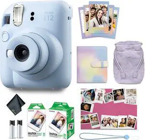 FUJIFILM INSTAX MINI 12 Instant Film Holiday Camera Bundle (Pastel Blue) 2024