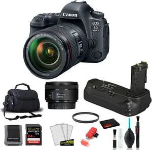 Canon 6D Mark II Camera with 24-105mm Lens Kit with EF 50mm STM Lens + More