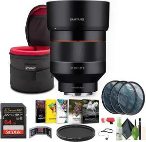 Samyang SYIO85AF-E 85mm F1.4 Auto Focus Weather Sealed Lens + Bundle