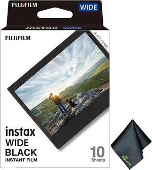 Fujifilm Instax Wide Black Instant Film (10 Exposures)+Microfiber Cleaning Cloth