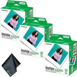 Fujifilm instax SQUARE Instant Film (60 Exposures) + Microfiber Cleaning Cloth
