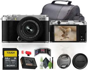 Fujifilm X-M5 Mirrorless Camera + XC 15-45mm f/3.5-5.6 OIS PZ Lens Bundle-Silver
