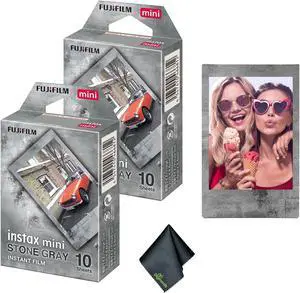 FUJIFILM INSTAX Mini Stone Gray Instant Film (20 Exposures) + Cleaning Cloth