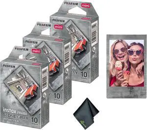 FUJIFILM INSTAX Mini Stone Gray Instant Film (30 Exposures) + Cleaning Cloth