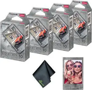 FUJIFILM INSTAX Mini Stone Gray Instant Film (40 Exposures) + Cleaning Cloth
