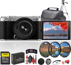 Fujifilm X-M5 Mirrorless Camera with XC 15-45mm f/3.5-5.6 Lens (Silver) Bundle