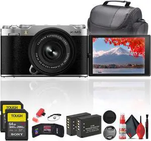 Fujifilm X-M5 Mirrorless Camera with XC 15-45mm f/3.5-5.6 Lens (Silver) Bundle