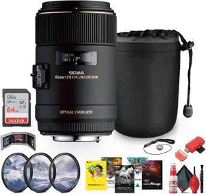 Sigma 105mm f/2.8 EX DG OS HSM Macro Lens for Canon Bundle