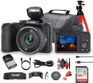 Kodak Pixpro AZ255 Digital Camera in Black (AZ255BK) Bundle with Accessories
