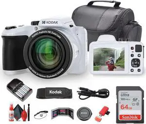 Kodak Pixpro AZ405 Digital Camera in White (AZ405WH) Bundle with Accessories