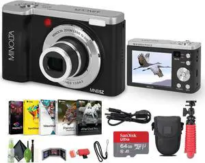 Minolta MNB5Z Digital Camera 56MP with 5x Optical Zoom in Black Bundle
