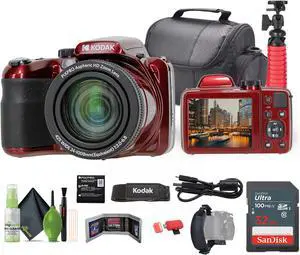 KODAK PIXPRO AZ425 20MP Digital Vlogging Camera +32GB Memory Card + More (RED)