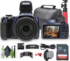 KODAK PIXPRO AZ528 16MP Digital Vlogging Camera +32GB Memory Card + More (Blue)
