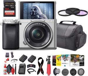 Sony a6400 Mirrorless Camera with 16-50mm Lens (Silver) with Real-Time Eye Auto Focus - Bundle