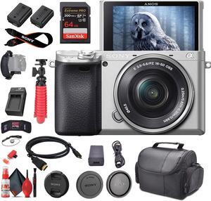 Sony a6400 Mirrorless Camera with 16-50mm Lens (Silver) with Real-Time Eye Auto Focus - Bundle