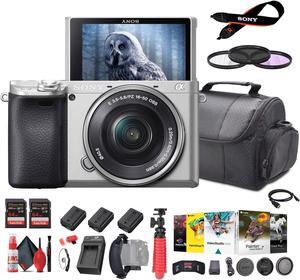 Sony a6400 Mirrorless Camera with 16-50mm Lens (Silver) with Real-Time Eye Auto Focus - Bundle