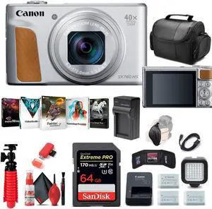 Canon PowerShot SX740 HS Digital Camera (Silver) (2956C001) + 64GB Card + More