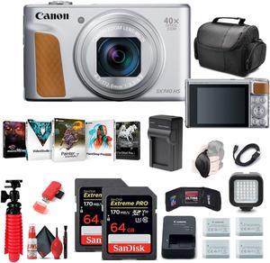 Canon PowerShot SX740 HS Digital Camera (Silver) (2956C001) + 64GB Card + More