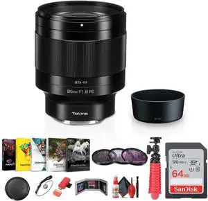 Tokina atx-m 85mm f/1.8 FE Lens for Sony E + Sling Backpack + Photography Software + More