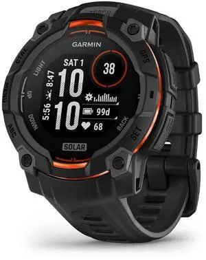Garmin Instinct® 3 45mm, Solar Charged Display, Rugged Outdoor GPS Smartwatch, Metal-Reinforced Bezel, Built-in Flashlight, Black Garmin Instinct® 3 45mm, Solar Charged Display, Rugged Outdoor GPS Smartwatch, Metal-Reinforced Bezel, Built-in Flashlight, Black