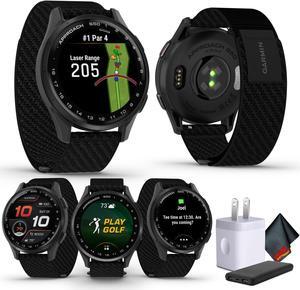 Garmin Approach S50, Slate/Black Nylon GPS Golf Smart watch Bundle