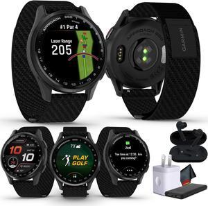 Garmin Approach S50, Slate/Black Nylon GPS Golf Smartwatch Bundle