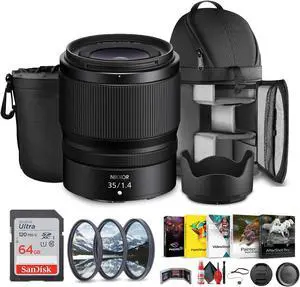 Nikon NIKKOR Z 35mm f/1.4 Lens (Nikon Z) + Sling Backpack + Photography Software + More