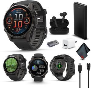 fenix 8 43mm AMOLED Sapphire Carbon Gray DLC Titanium with Black Gray Silicone