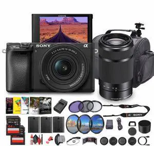Sony Alpha a6100 Mirrorless Camera with 16-50mm OSS II and 55-210mm Zoom Lenses - Bundle