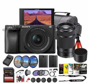 Sony Alpha a6100 Mirrorless Camera with 16-50mm OSS II and 55-210mm Zoom Lenses - Bundle