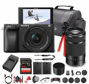 Sony Alpha a6100 Mirrorless Camera with 16-50mm OSS II and 55-210mm Zoom Lenses - Bundle