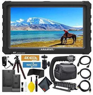 Lilliput A7S Full HD 7 Inch IPS Video Camera Field Monitor with 4K Support (Black Case) HDMI Ports Essentials Bundle with Stabilizing Handle, Tripod, HDMI Cables, Carrying Case, and Cleaning Kit