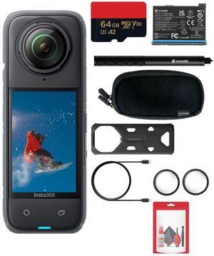 Insta360 X4 - Waterproof 360 Action Camera + Selfie Stick + Guards + 64GB Card + More
