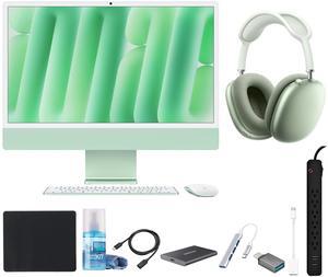 Apple iMac 24" M4 8-Core CPU 16Gb 256Gb SSD -  Green + 6-Outlet Surge Protector + Samsung - T7 1TB External USB 3.2 Gen 2 Portable SSD + Apple Airpods Max - Silver + More