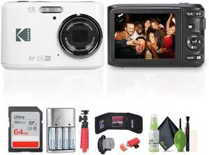 Kodak Pixpro FZ45 Digital Camera in White (FZ45WH) Bundle with Accessories