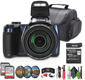 Kodak Pixpro AZ528 Digital Camera in Blue (AZ528MB) Bundle with Accessories