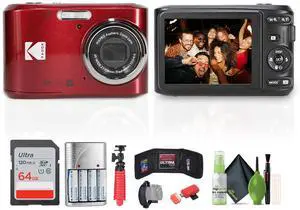 Kodak Pixpro FZ45 Digital Camera in Red (FZ45RD) Bundle with Accessories
