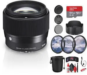 Sigma 56mm f/1.4 DC DN Contemporary Lens Four Thirds Mount Camera Bundle