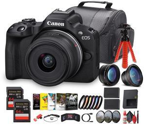 Canon EOS R50 V + 1430mm Lens Kit | 4K60p Vlogging Camera, Power Zoom Lens - Bundle
