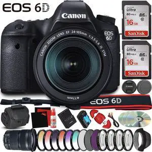 Canon EOS 6D DSLR Camera (Body) + Canon 24-105mm Lens Zoom Combo