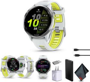 Garmin Forerunner 970 Running Smartwatch, GPS Fitness Smart Watch For Men And Women, Titanium with Whitestone Case and Whitestone/Translucent Amp Yellow Band, Bundle