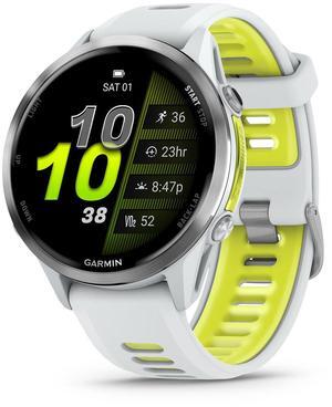 Garmin® Forerunner® 970, Premium GPS Running and Triathlon Smartwatch, AMOLED Display, Built-in LED Flashlight, Titanium with Whitestone Case and Whitestone/Translucent Amp Yellow Band
