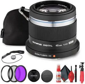 Olympus M.Zuiko Digital 45mm f/1.8 Lens (Black) Bundle