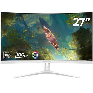 CRUA 27" Curved White Monitor, Full HD(1920x1080P) VA Panel 1800R 100HZ 120% sRGB Professional Computer Monitors, 3Sides Frameless, Flicker-Less,Blue Light Filter, for Office & Gaming.(VGA, HDMI)