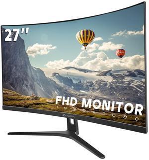 CRUA 27" Curved Monitor, FHD(1920x1080P) VA Panel 100HZ 120% sRGB Professional Computer Monitor, Narrow Bezels on Three Sides, Blue Light Filter, Office and Dormitory(HDMI, VGA)-Black