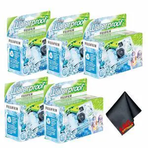 5xFUJIFILM QuickSnap 800 Waterproof 35mm Disposable Camera (27 Exposures),Bundle