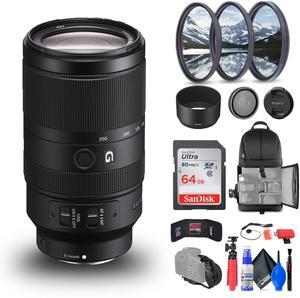 Sony E 70-350mm f/4.5-6.3 G OSS Lens (SEL70350G) + 64GB Memory Card + More Bundle